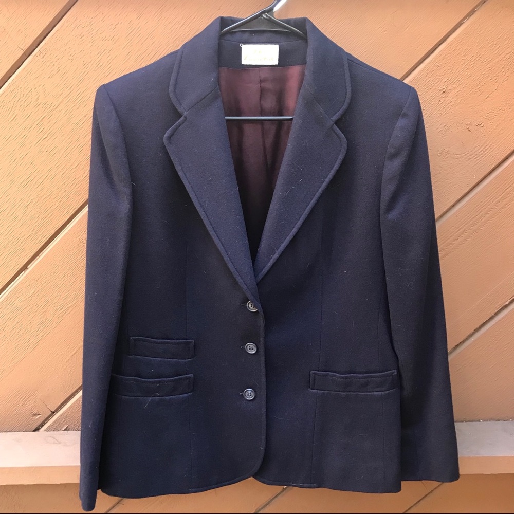 Vintage 80s Navy Blue Wool Blazer